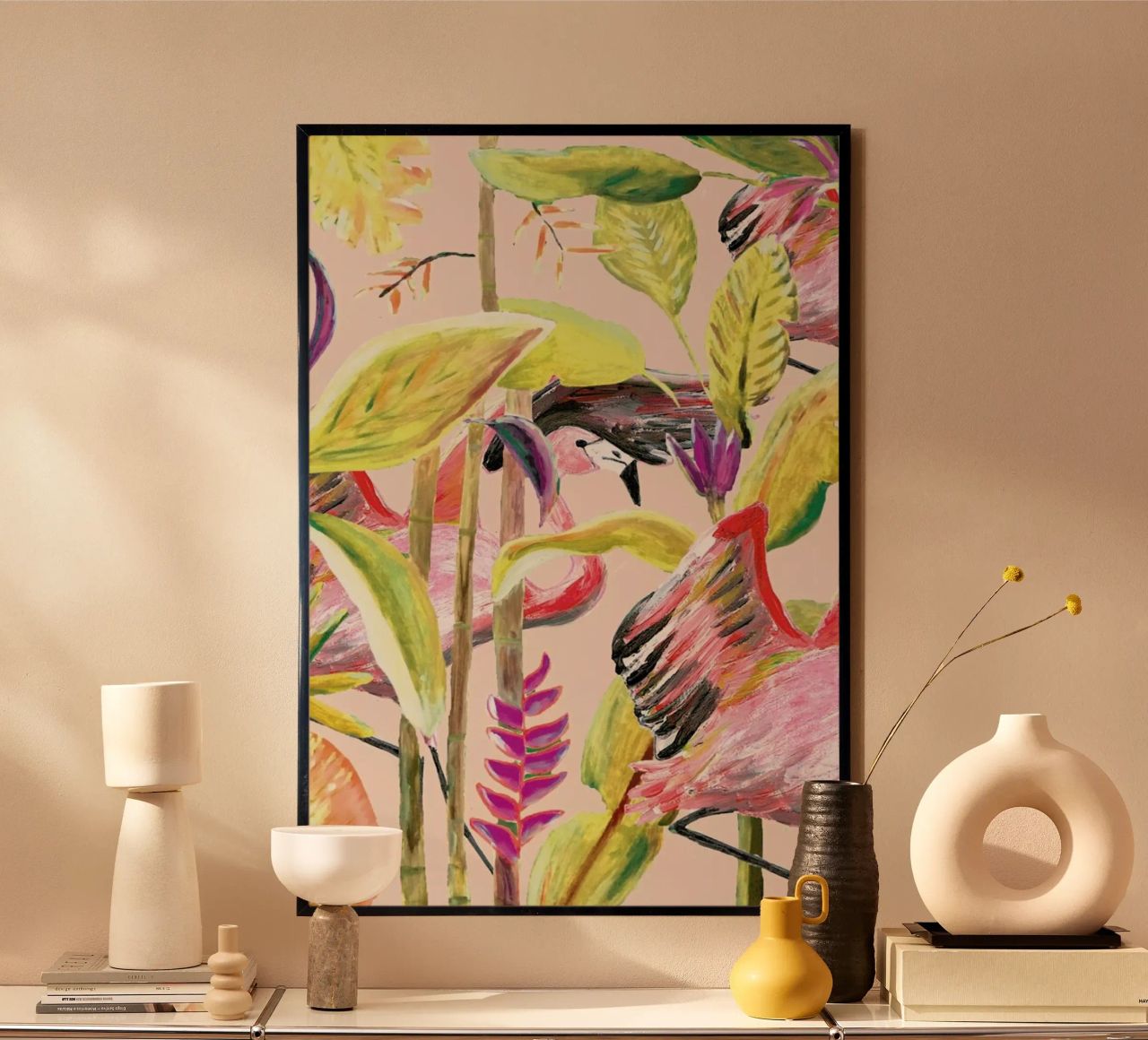 Wild Jungle Stories Flamingo poster de Femke Zwaan