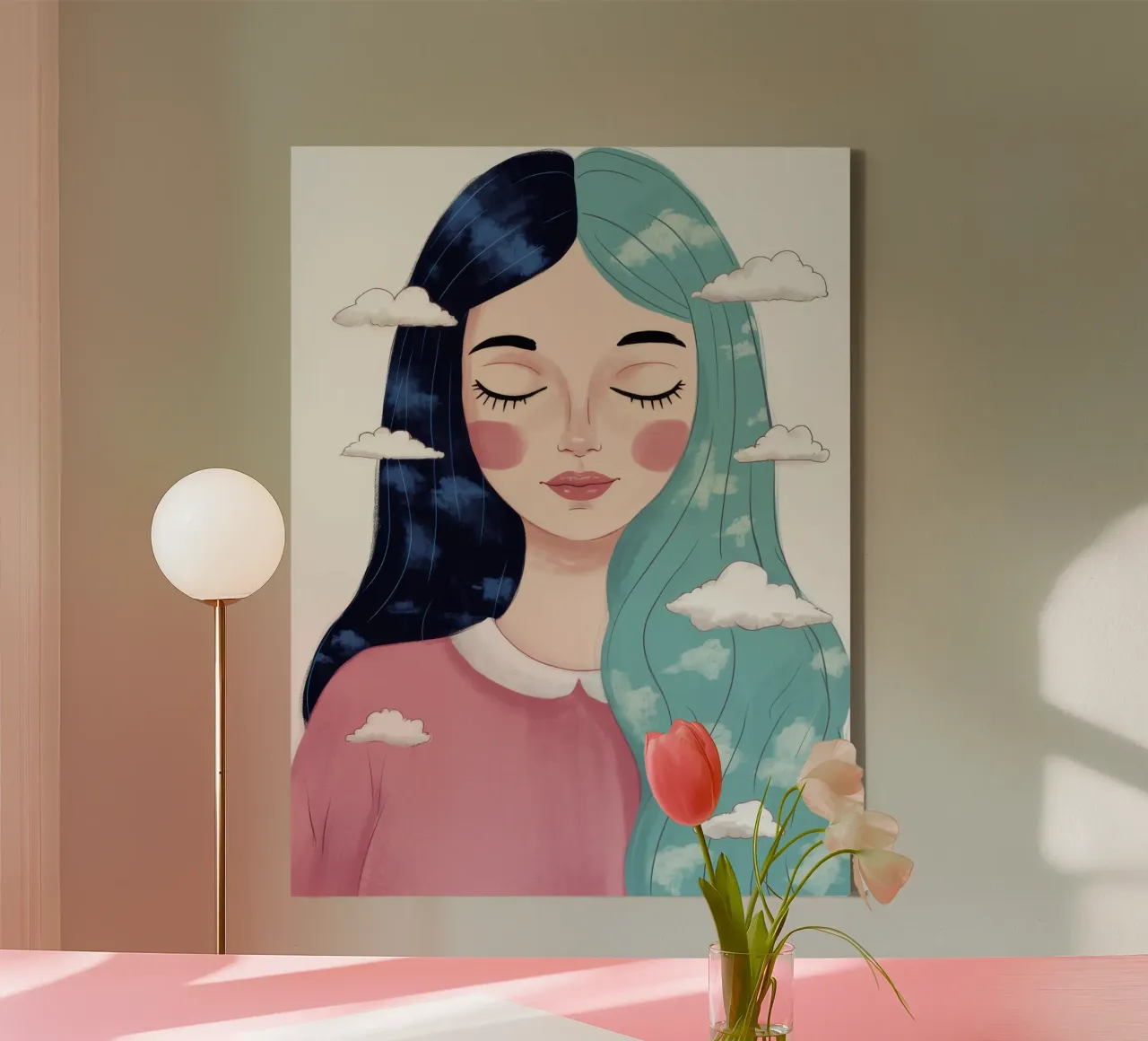 Rustige wolkenkop canvas met Baklijst van Arcane Shade