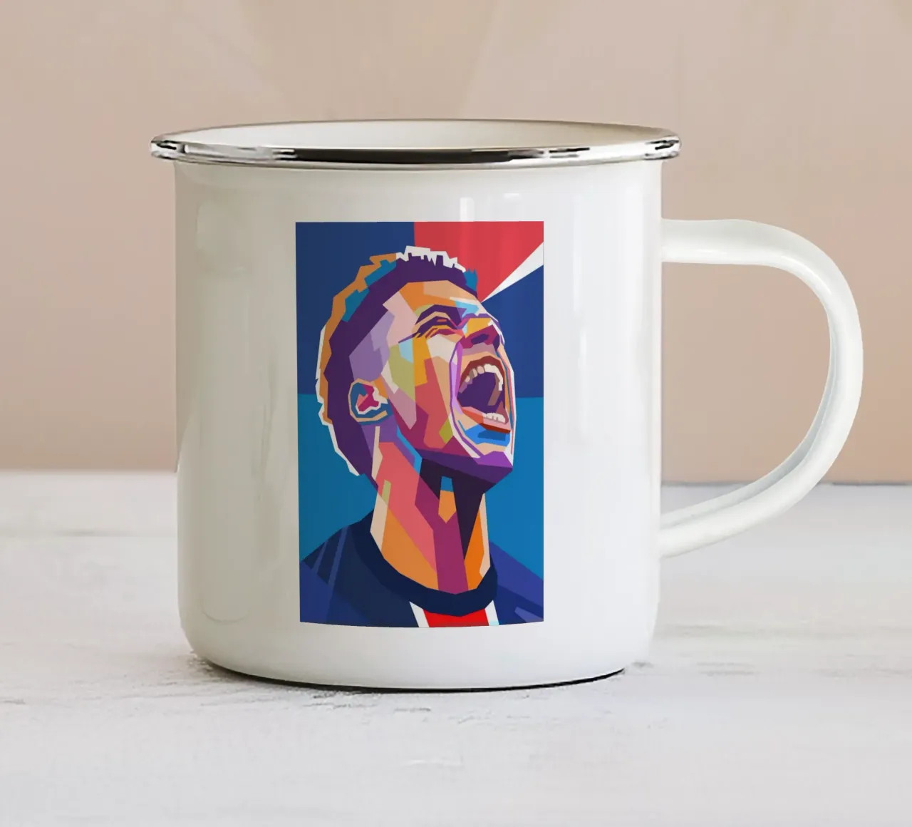 Desire Doue Giocatore di calcio tazza in smalto da Hantamrata