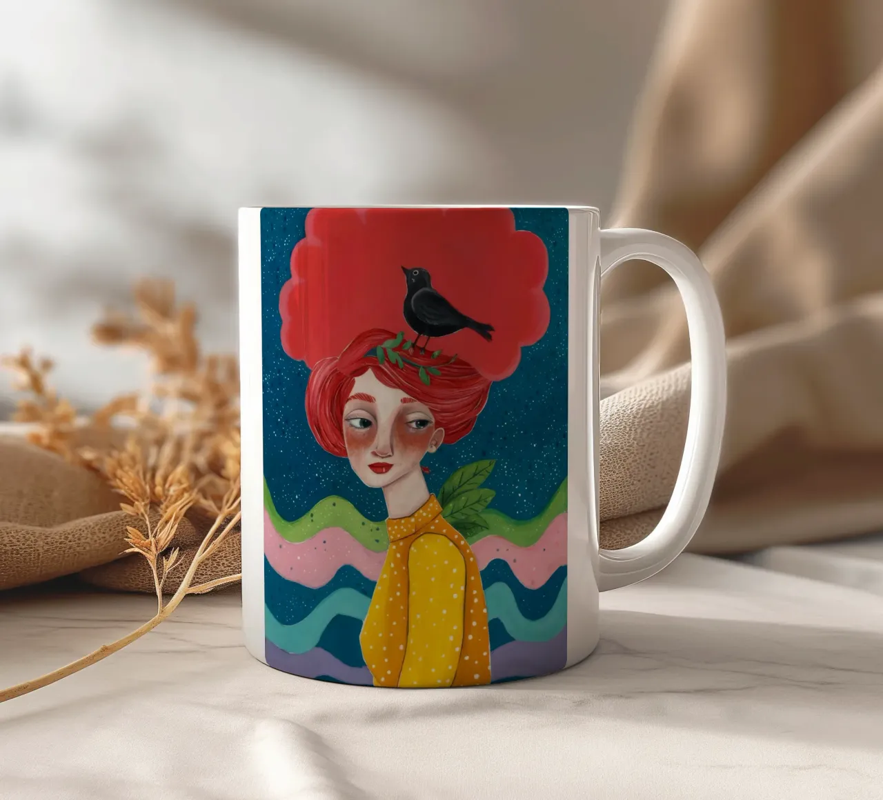 Fiore rosso cosmico tazza in ceramica da Arcane Shade