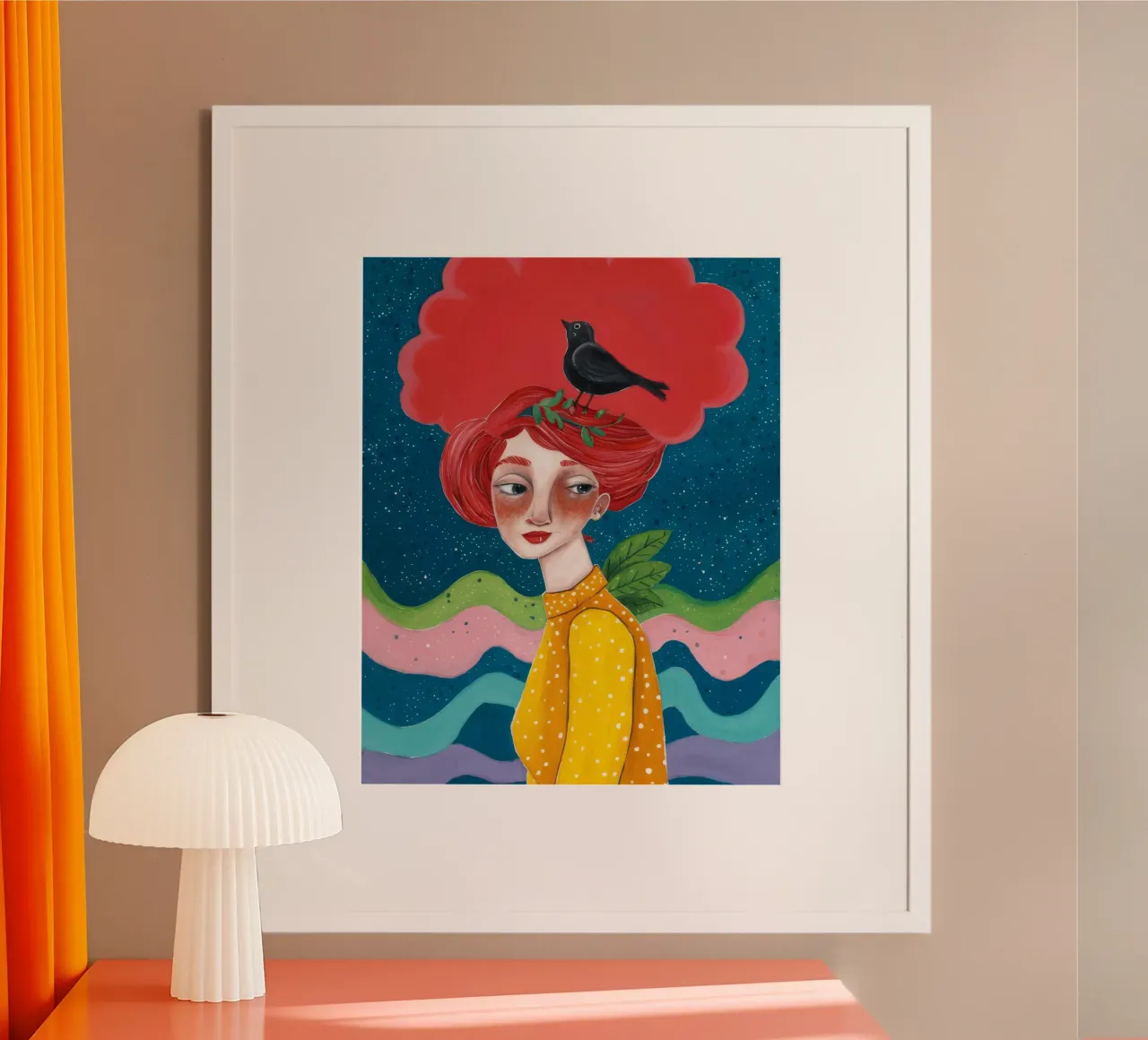 Fiore rosso cosmico poster con telaio in alluminio da Arcane Shade