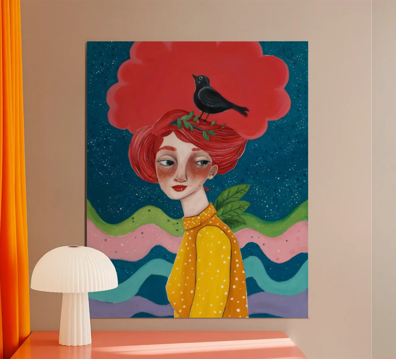 Fiore rosso cosmico poster con telaio in alluminio da Arcane Shade