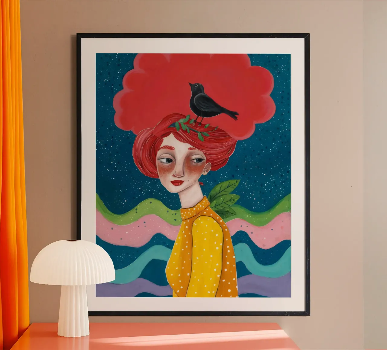 Fiore rosso cosmico poster con telaio in alluminio da Arcane Shade