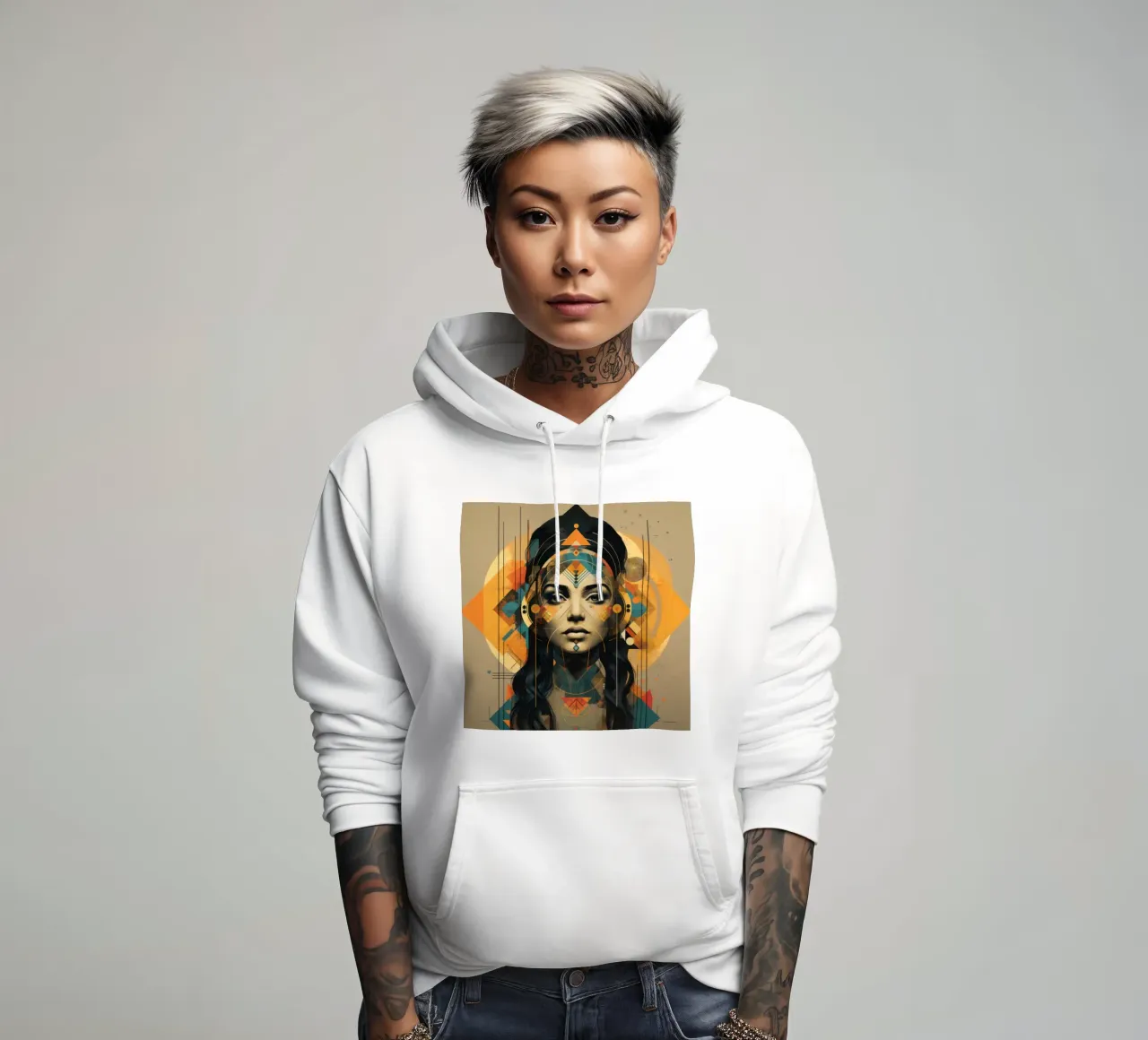 Donna indiana geometrica felpa con cappuccio da Artful Muse