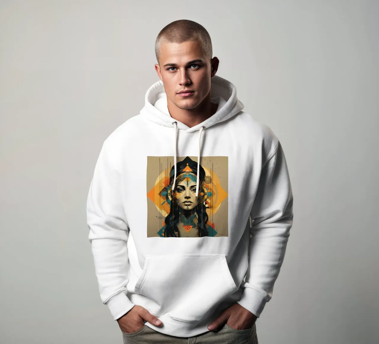 Donna indiana geometrica felpa con cappuccio da Artful Muse