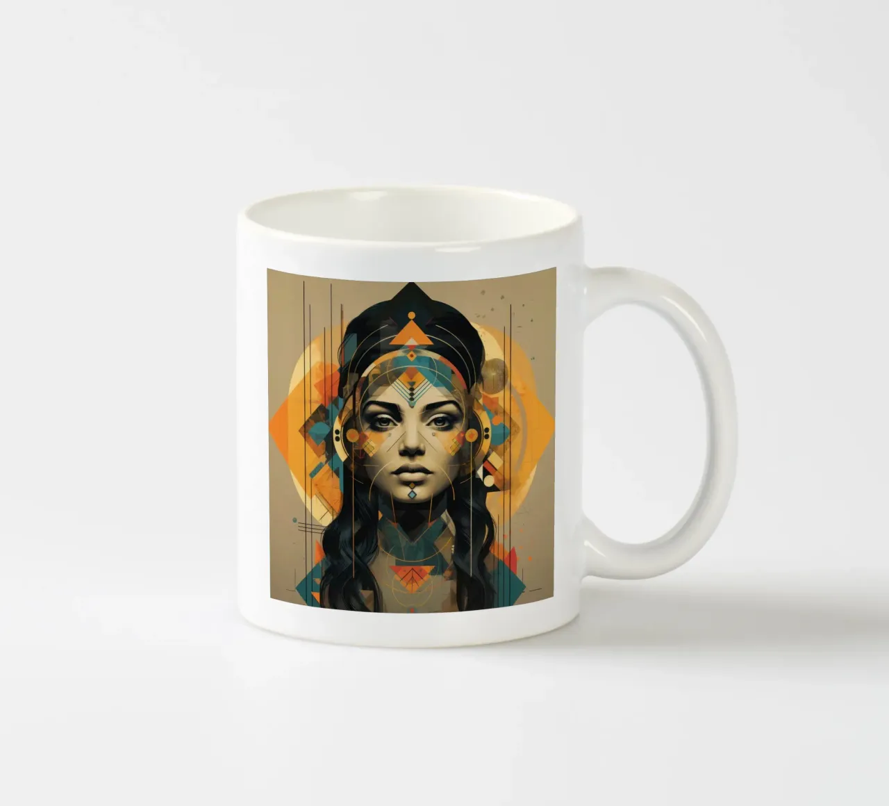 Geometric Indian Woman ceramic mug by Artful Muse