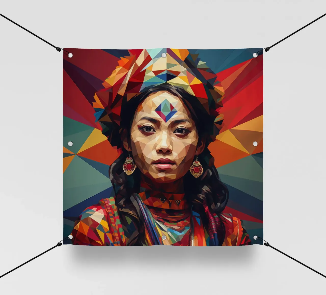 Geometric Nepalese Woman telo in pvc da Artful Muse