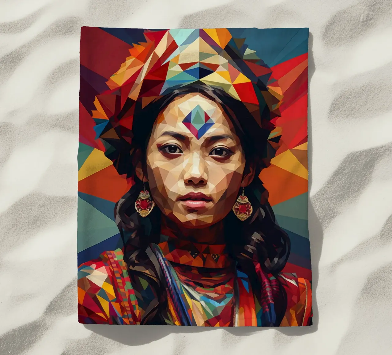 Geometric Nepalese Woman telo mare da Artful Muse