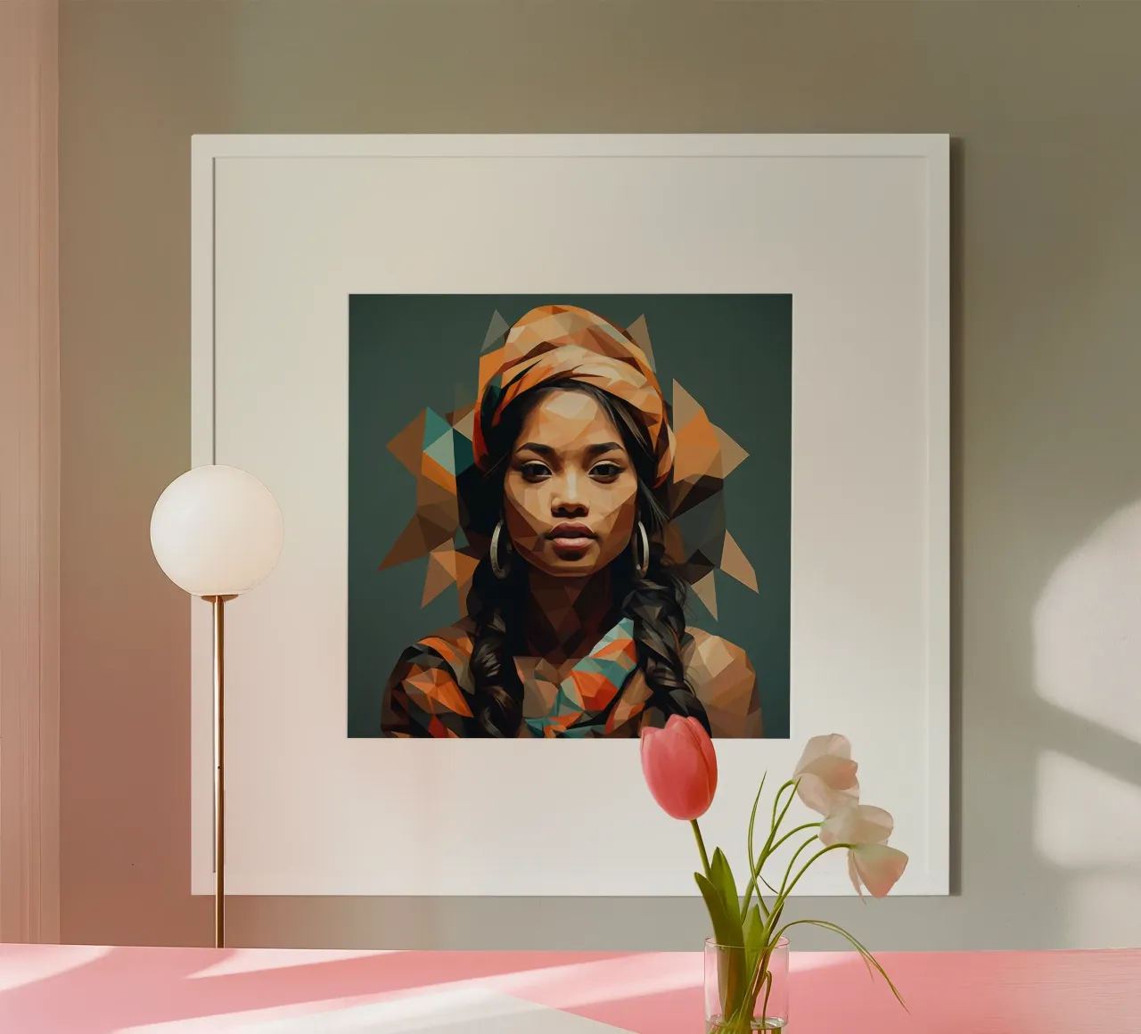 Geometric Nepalese Woman poster con telaio in alluminio da Artful Muse