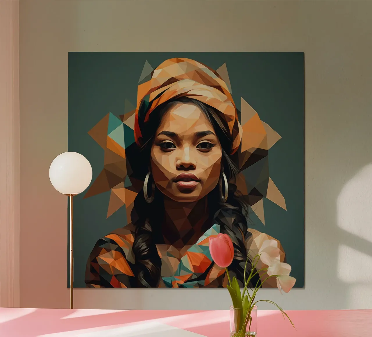 Geometric Nepalese Woman poster con telaio in alluminio da Artful Muse