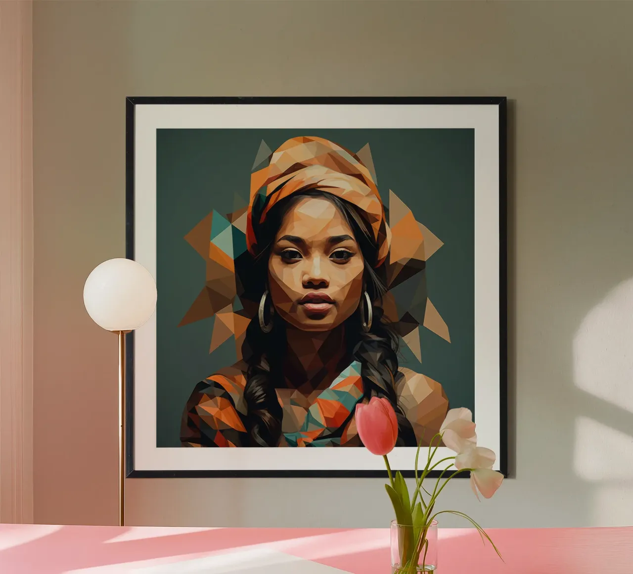 Geometric Nepalese Woman poster con telaio in alluminio da Artful Muse