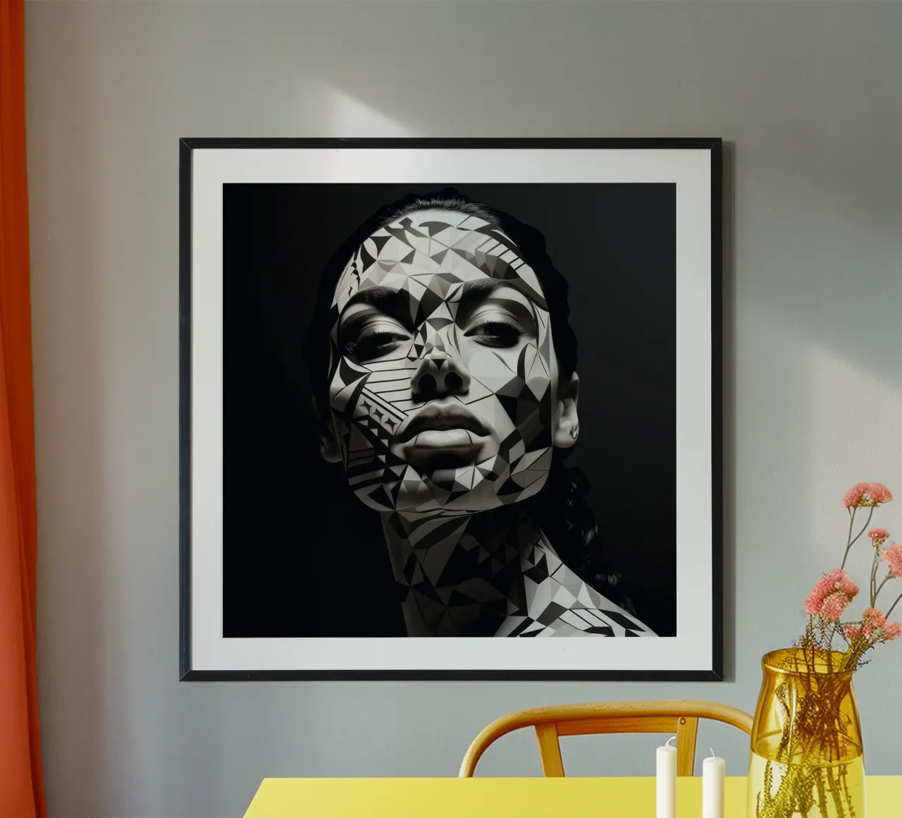 Donna maori neozelandese geometrica poster con telaio in legno da Artful Muse
