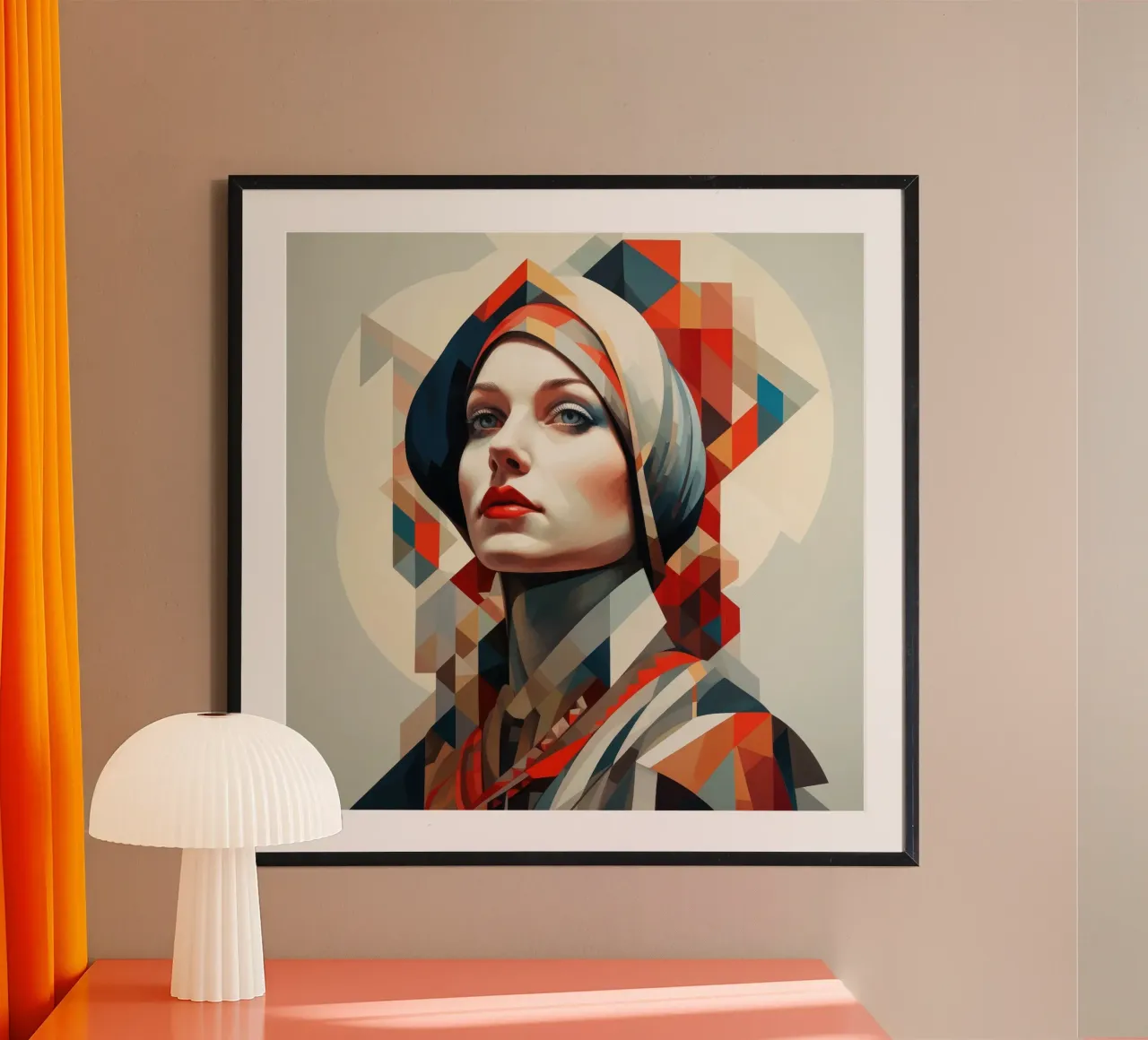 Polacco geometrico Donna poster con telaio in legno da Artful Muse