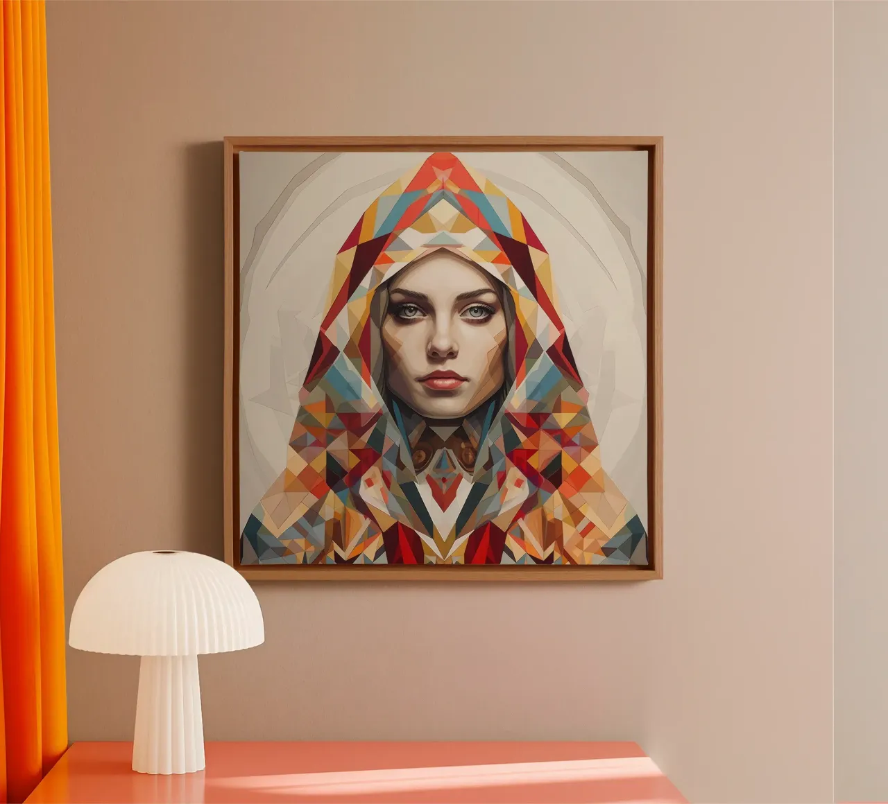Donna russa geometrica tela con Cornice a cassetta da Artful Muse
