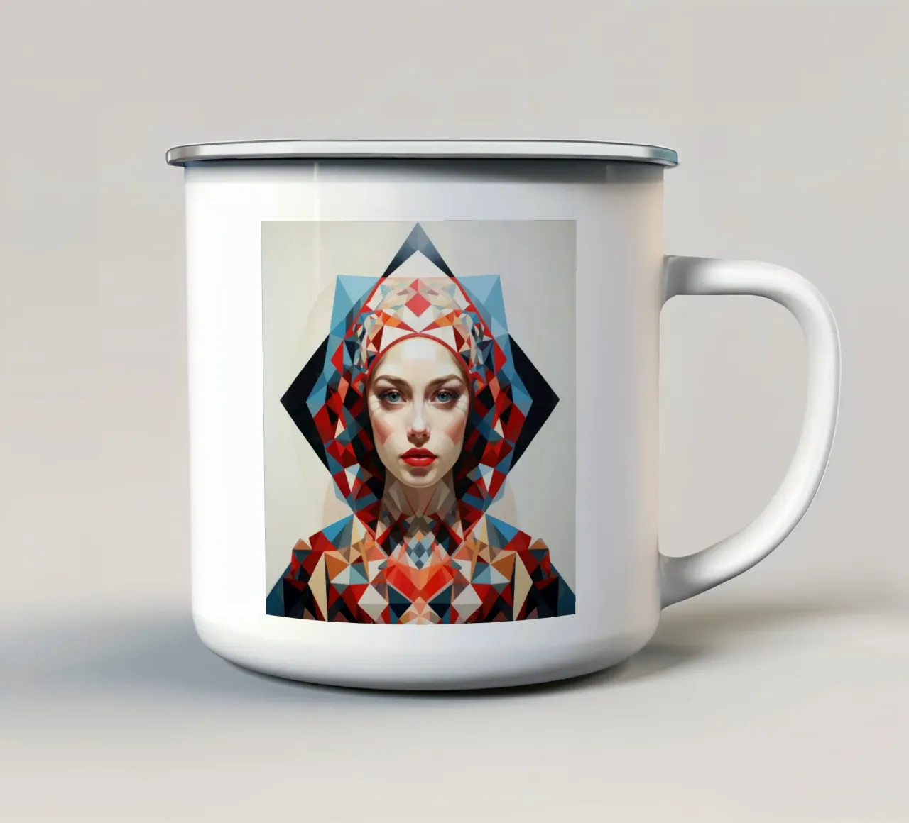 Donna russa geometrica tazza in smalto da Artful Muse