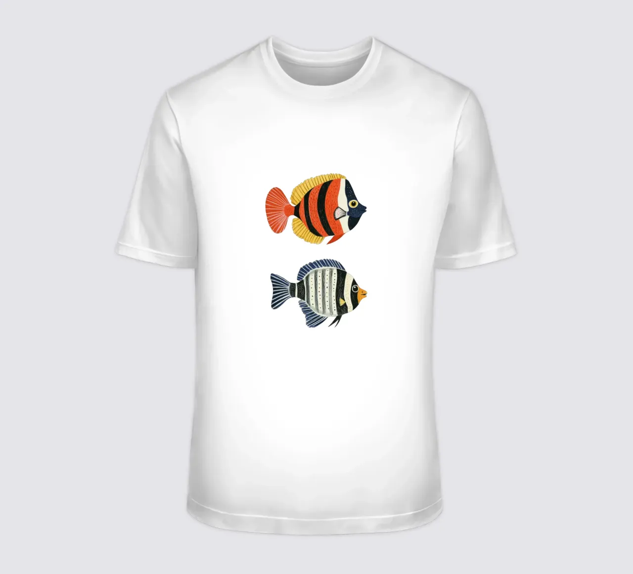 Due pesci a strisce t-shirt da Curious Canvas