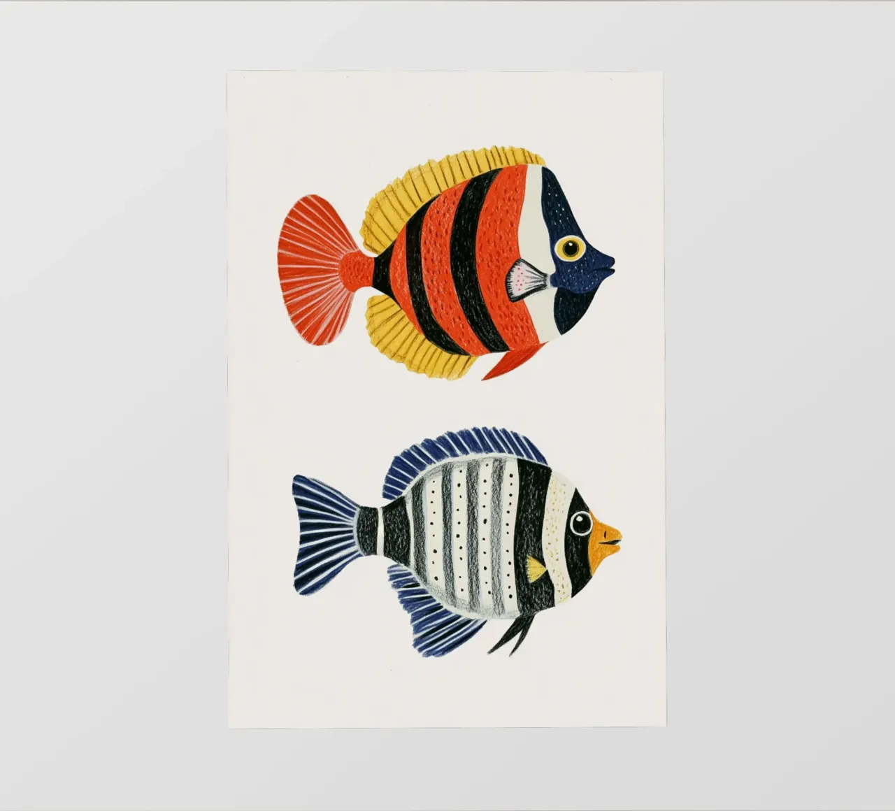 Due pesci a strisce telo in pvc da Curious Canvas