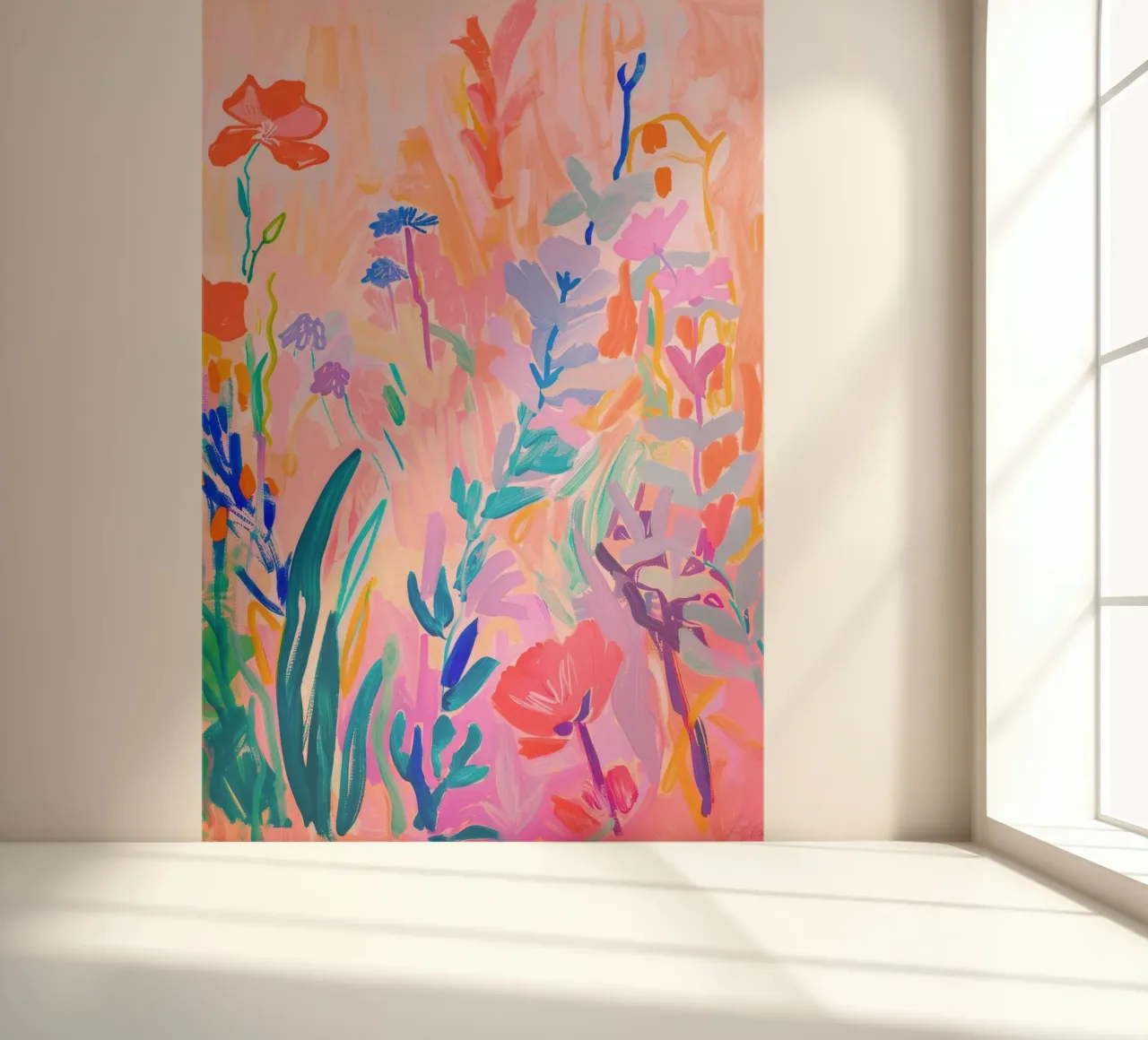 Flower abstract colorful art prints, abstract floral artwork photo wallpaper by Boheme