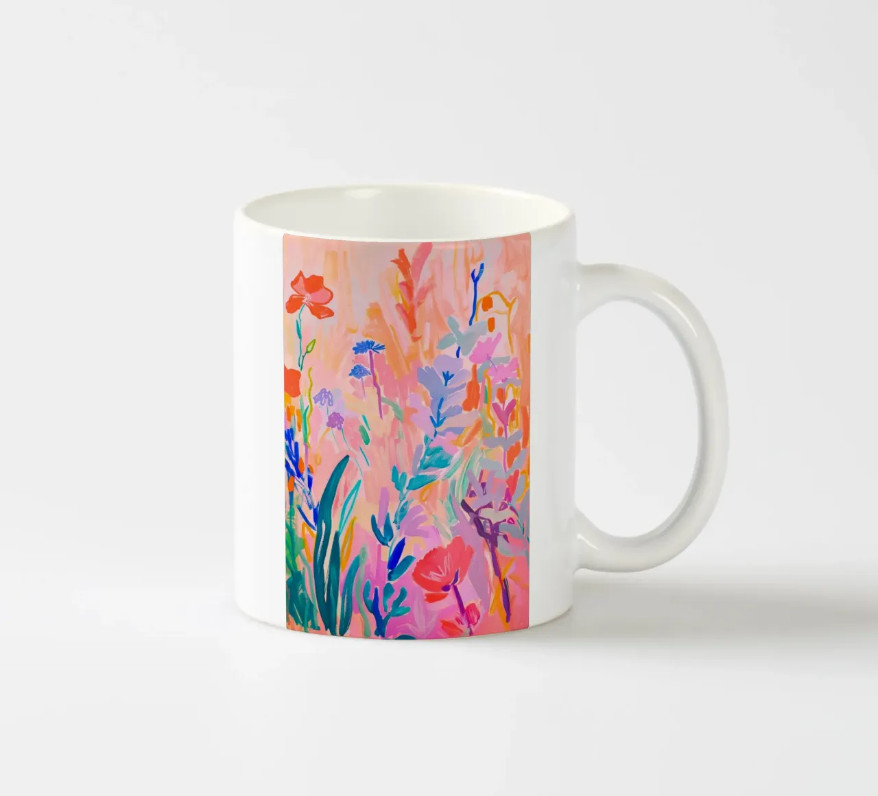 Bloemen abstracte kleurrijke kunstreproducties, abstract bloemenkunstwerk keramische mok van Boheme