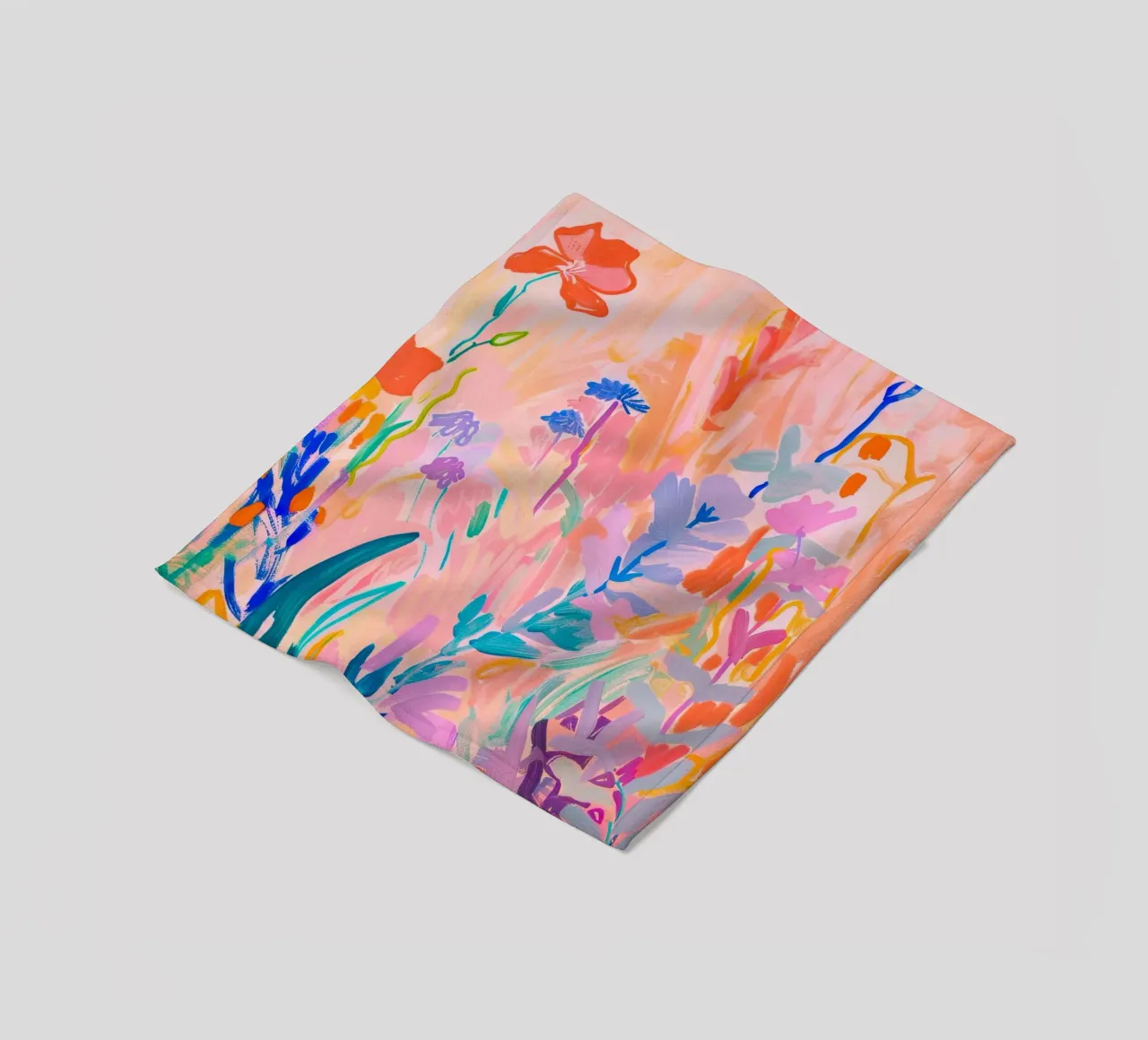Flower abstract colorful art prints, abstract floral artwork fleece blanket by Boheme