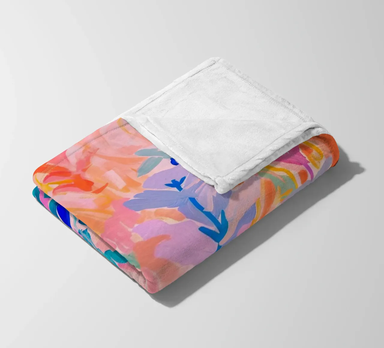 Flower abstract colorful art prints, abstract floral artwork fleece blanket by Boheme