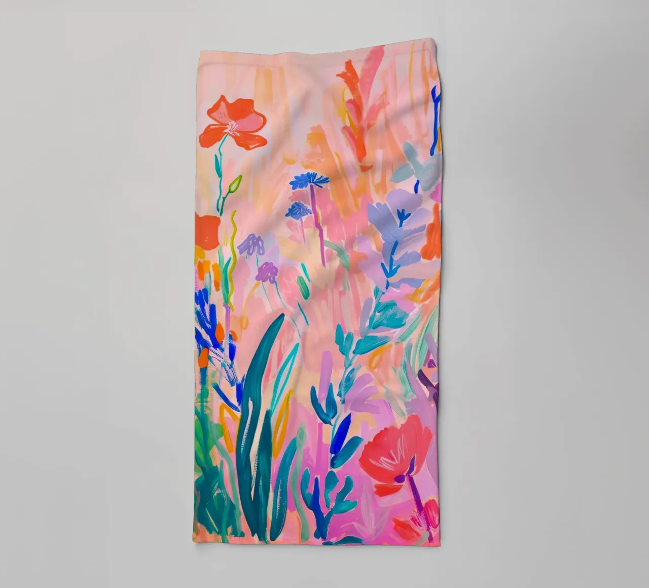 Flower abstract colorful art prints, abstract floral artwork towel by Boheme