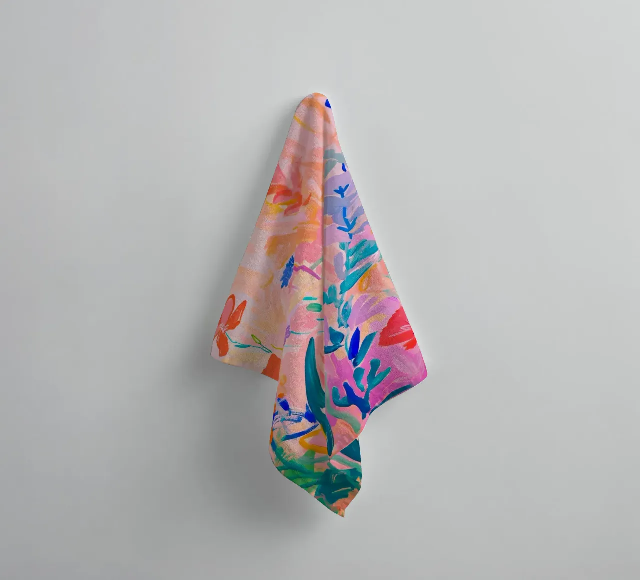 Flower abstract colorful art prints, abstract floral artwork towel by Boheme