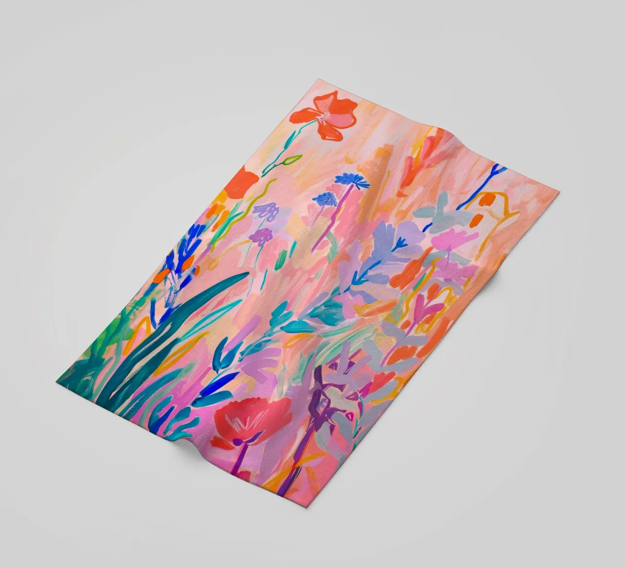 Flower abstract colorful art prints, abstract floral artwork beach towel by Boheme