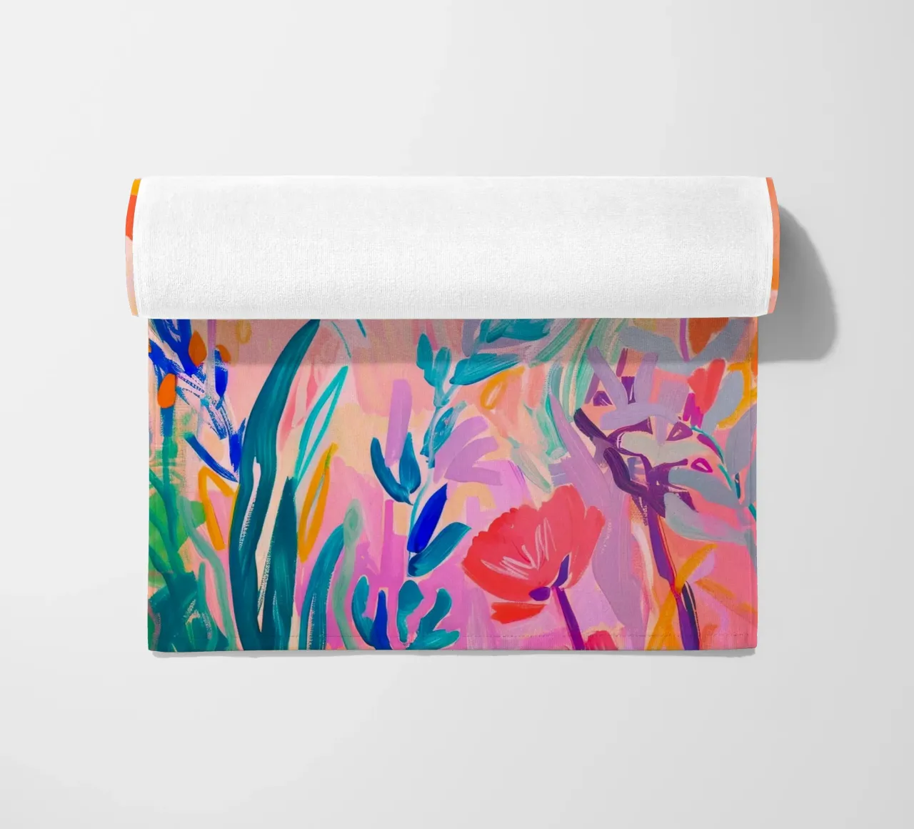 Flower abstract colorful art prints, abstract floral artwork beach towel by Boheme