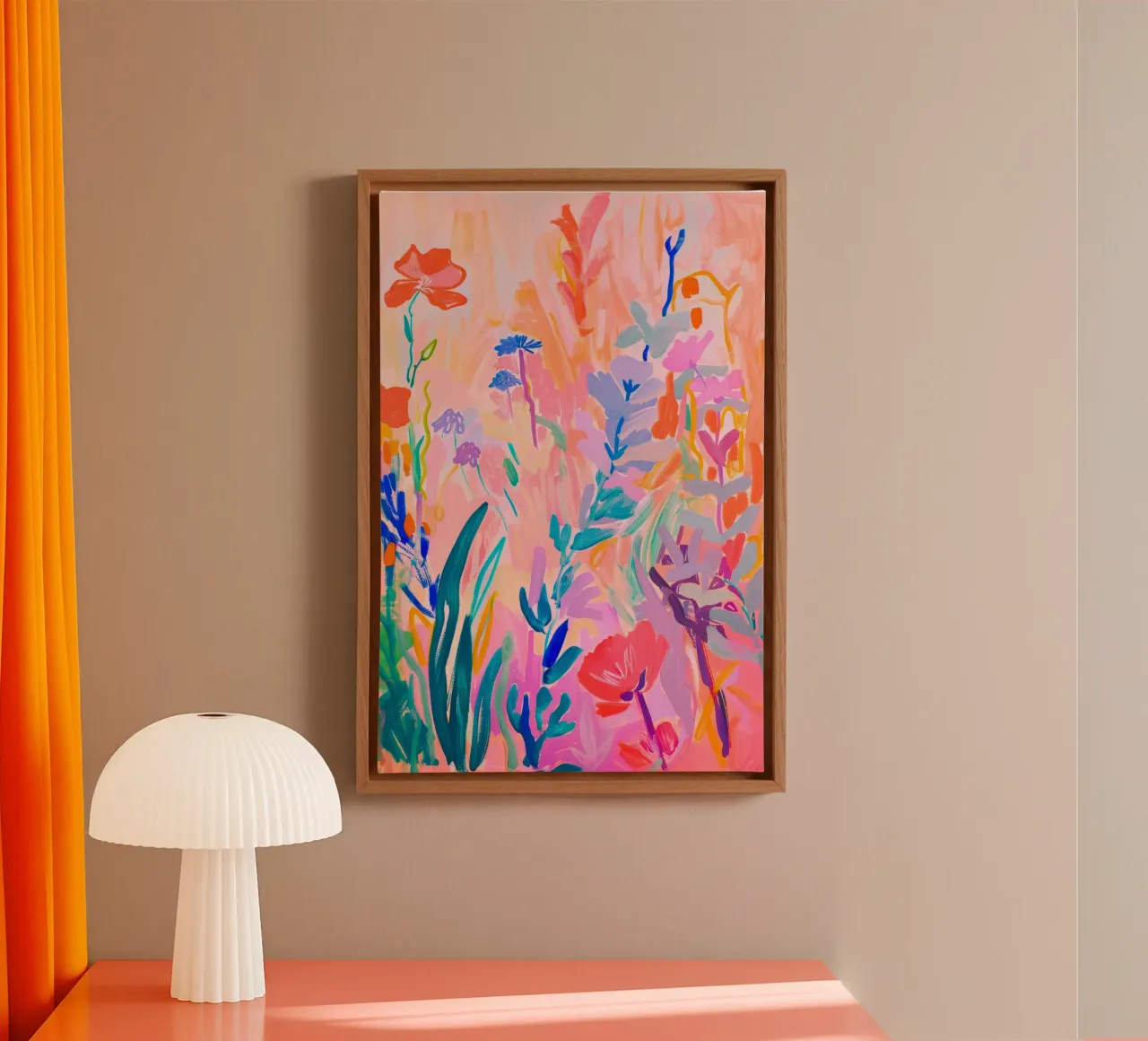 Bloemen abstracte kleurrijke kunstreproducties, abstract bloemenkunstwerk canvas met Baklijst van Boheme