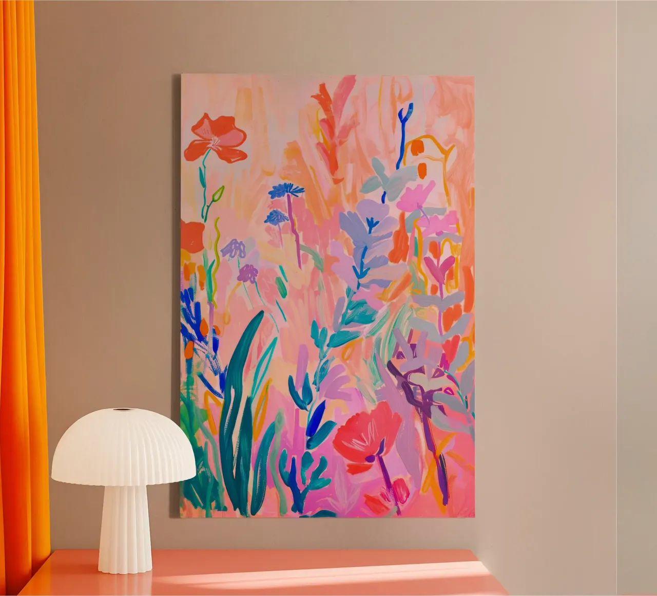 Bloemen abstracte kleurrijke kunstreproducties, abstract bloemenkunstwerk canvas met Baklijst van Boheme