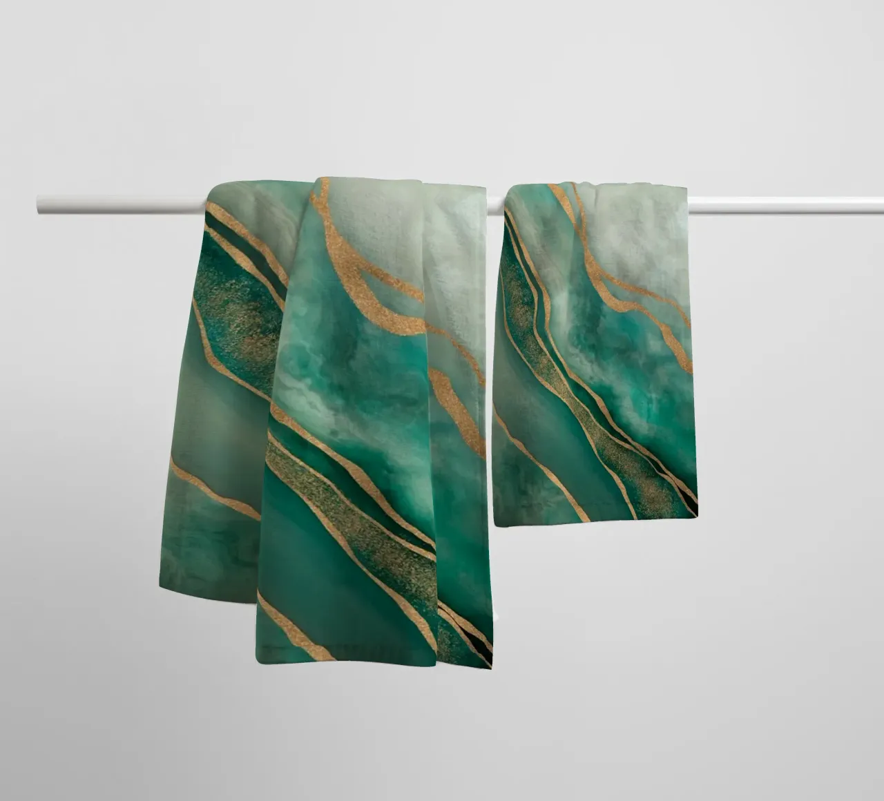 Marbled Elegance Timeless Luxury Surface Turquoise Gold towel by Andrea Haase Modern Home