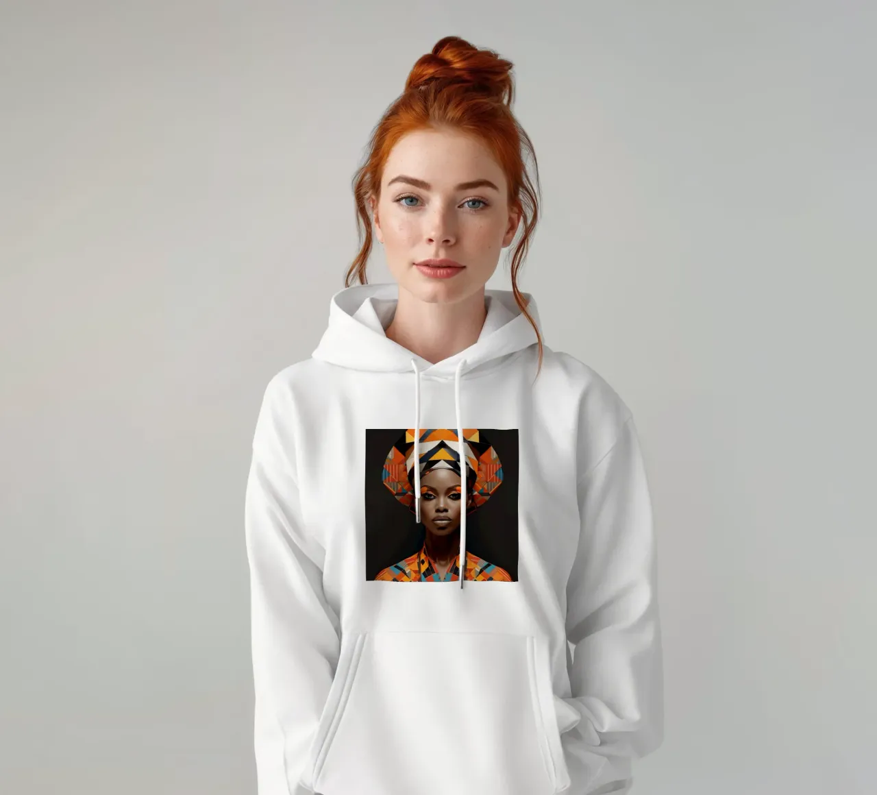 Donna senegalese geometrica felpa con cappuccio da Artful Muse