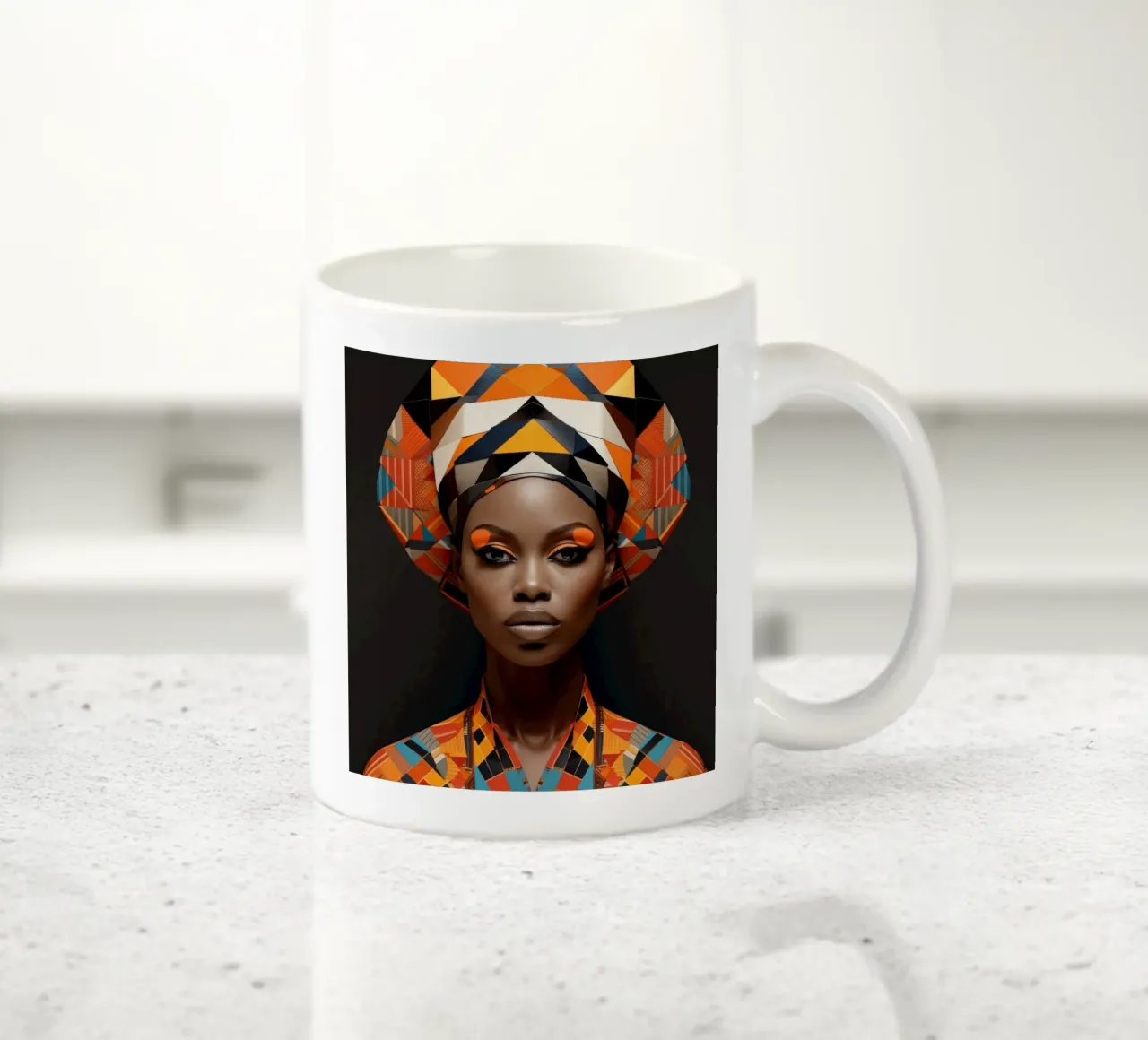 Donna senegalese geometrica tazza in ceramica da Artful Muse