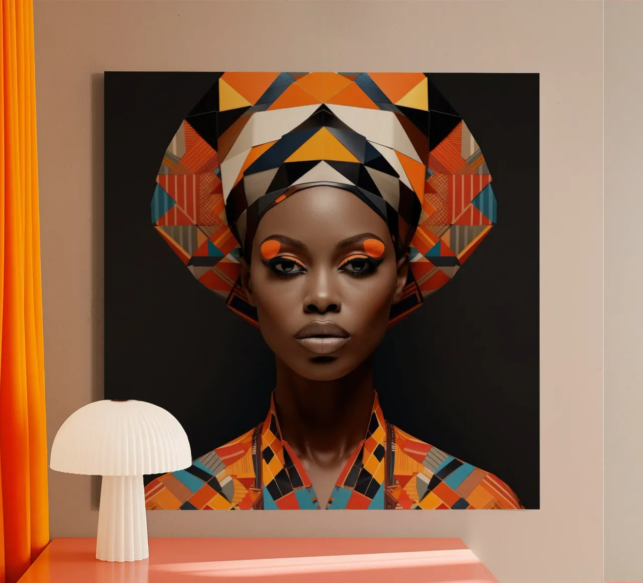Donna senegalese geometrica tela con Cornice a cassetta da Artful Muse