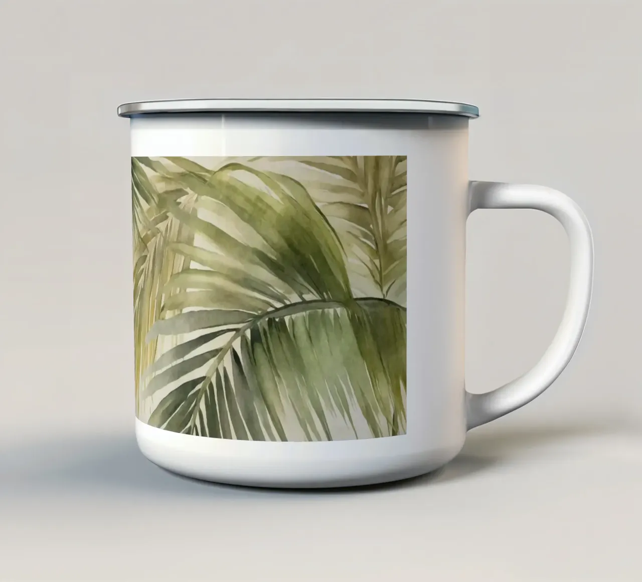 Foglie di palma dell'isola tropicale verde intenso tazza in smalto da Andrea Haase Modern Home