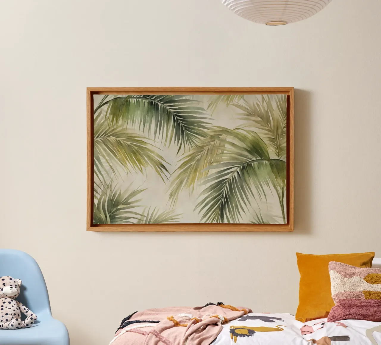 Foglie di palma dell'isola tropicale verde intenso tela con Cornice a cassetta da Andrea Haase Modern Home