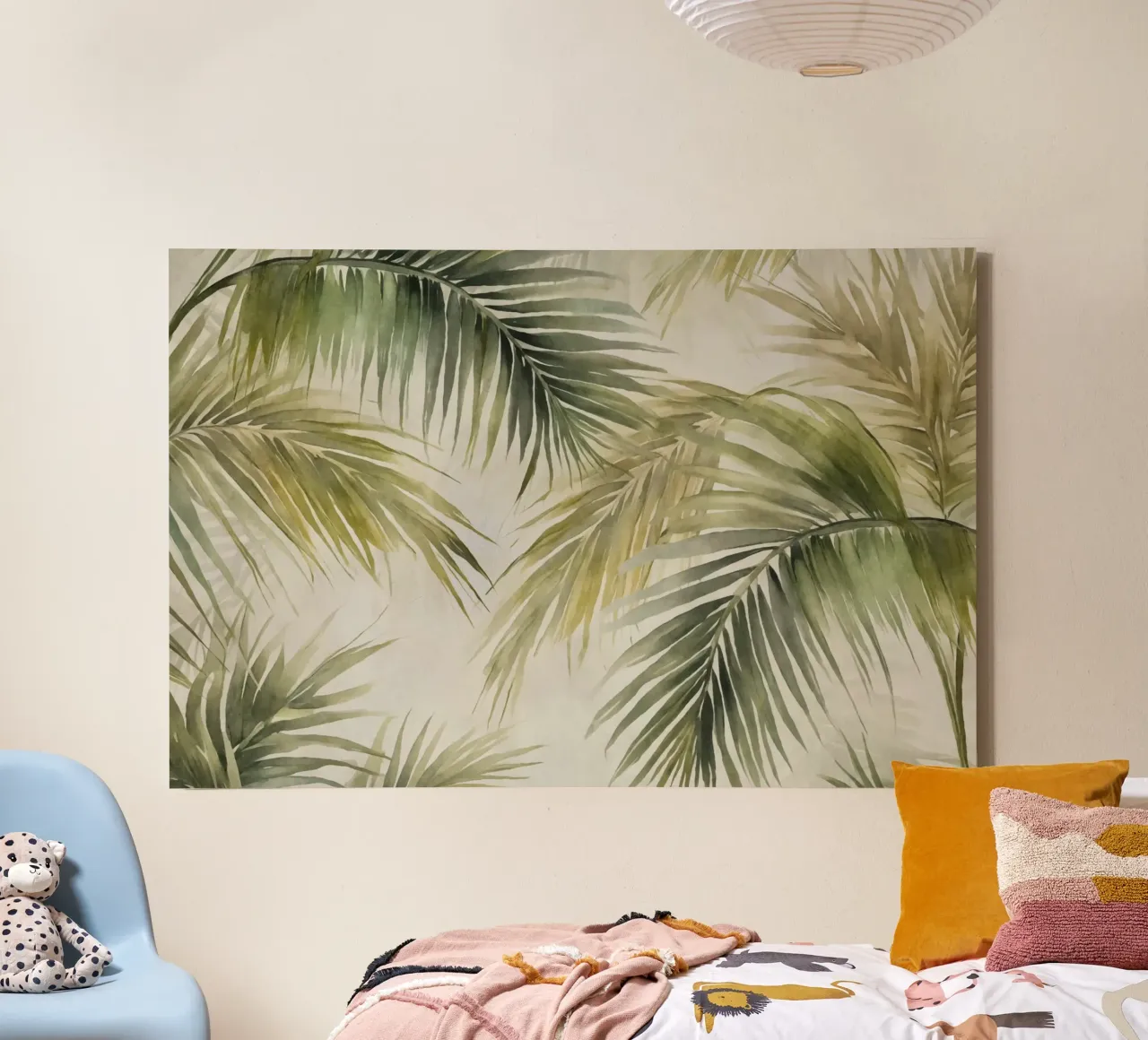 Foglie di palma dell'isola tropicale verde intenso tela con Cornice a cassetta da Andrea Haase Modern Home