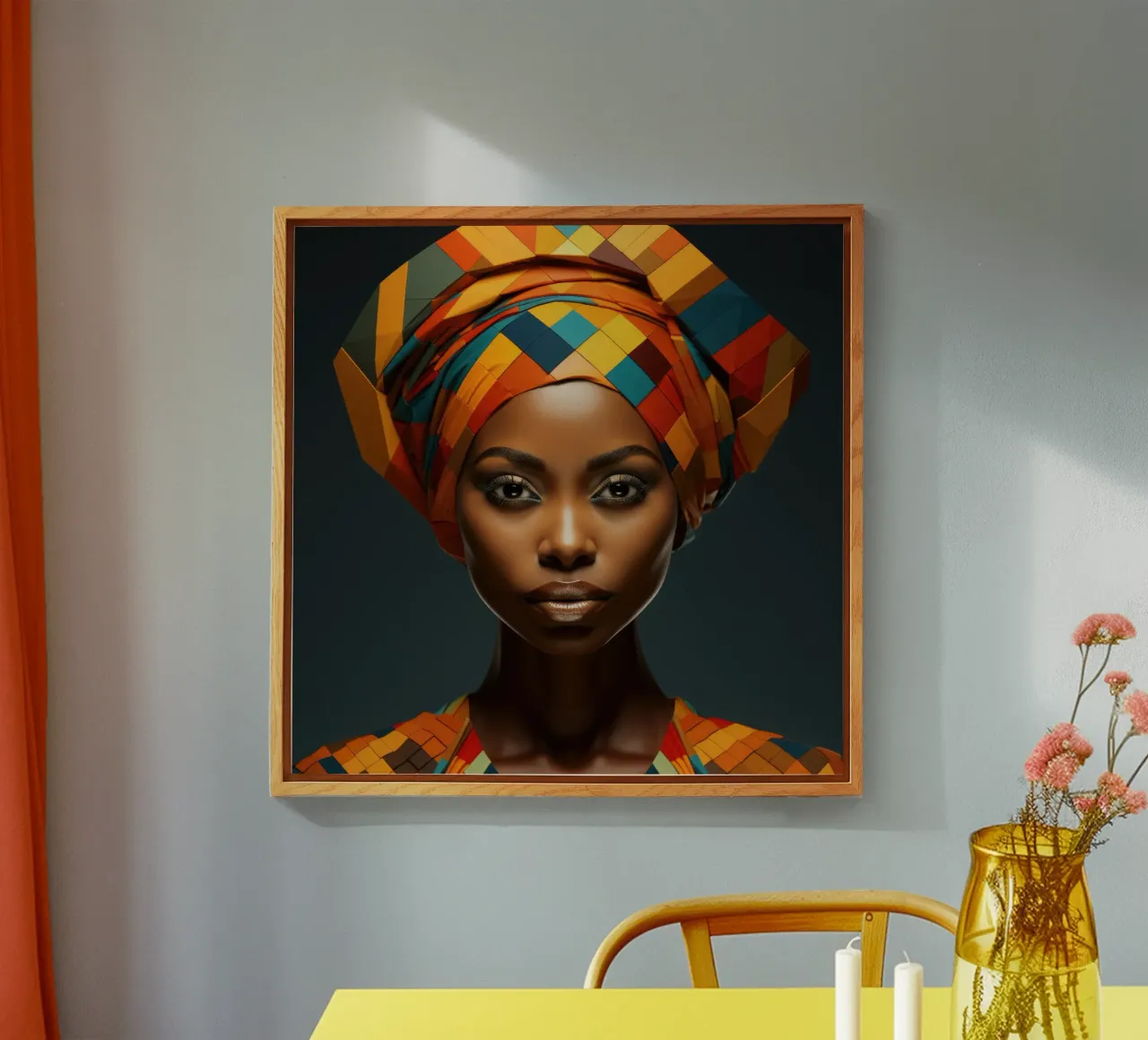 Mujer senegalesa geométrica metacrilato de Artful Muse