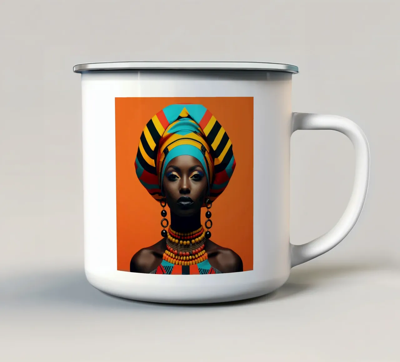 Donna senegalese geometrica tazza in smalto da Artful Muse