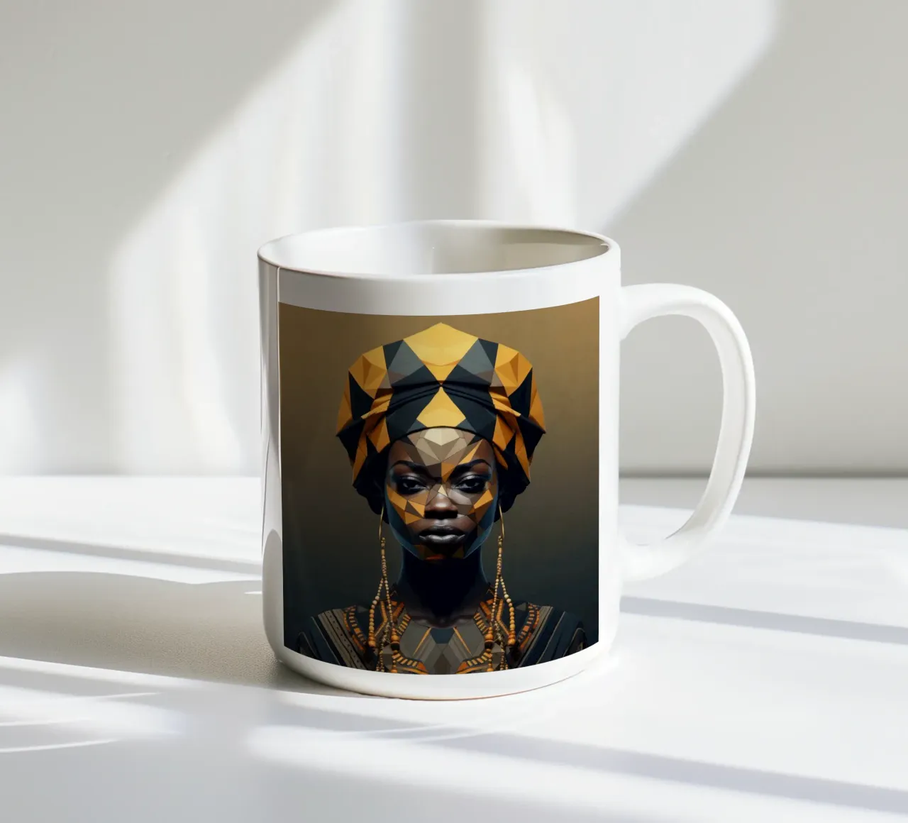 Donna senegalese geometrica tazza in ceramica da Artful Muse