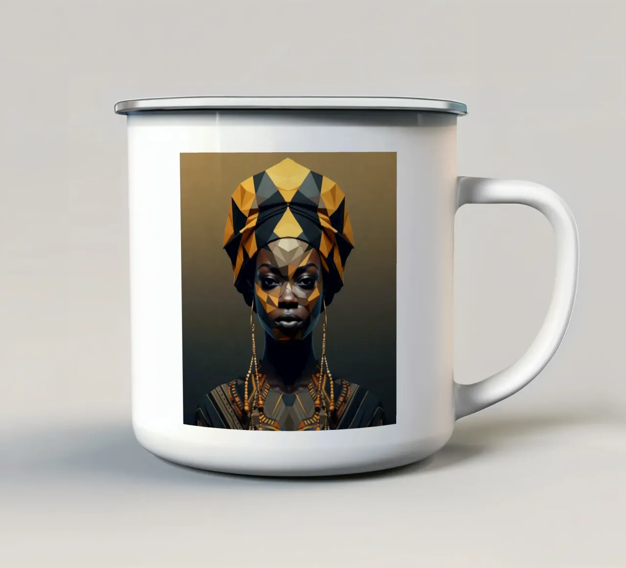 Donna senegalese geometrica tazza in smalto da Artful Muse