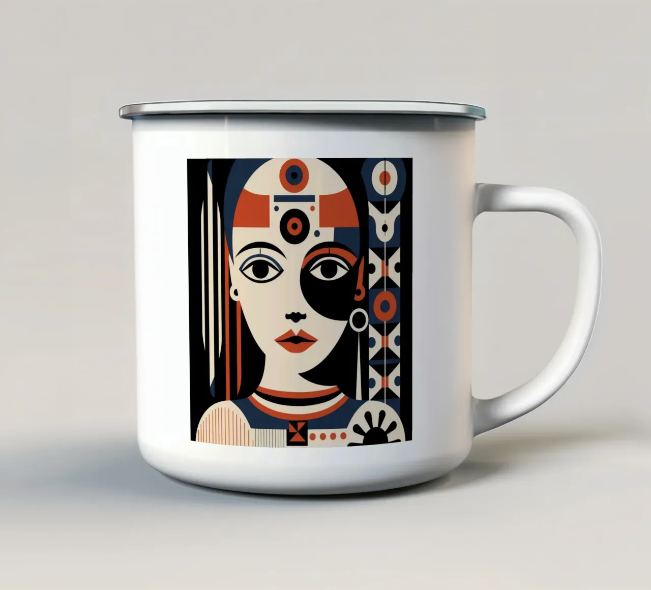 Forme della donna norvegese tazza in smalto da Artful Muse
