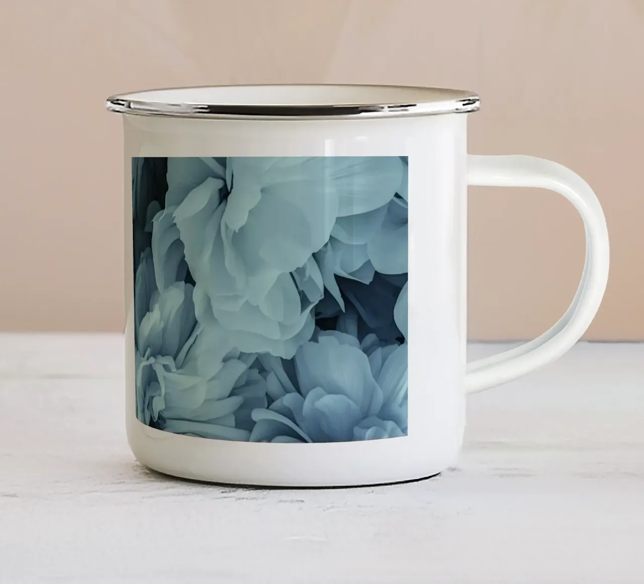 Bloemenromantiek Vintage Nostalgie Blauwgroen emaille mok van Andrea Haase Floral Passion