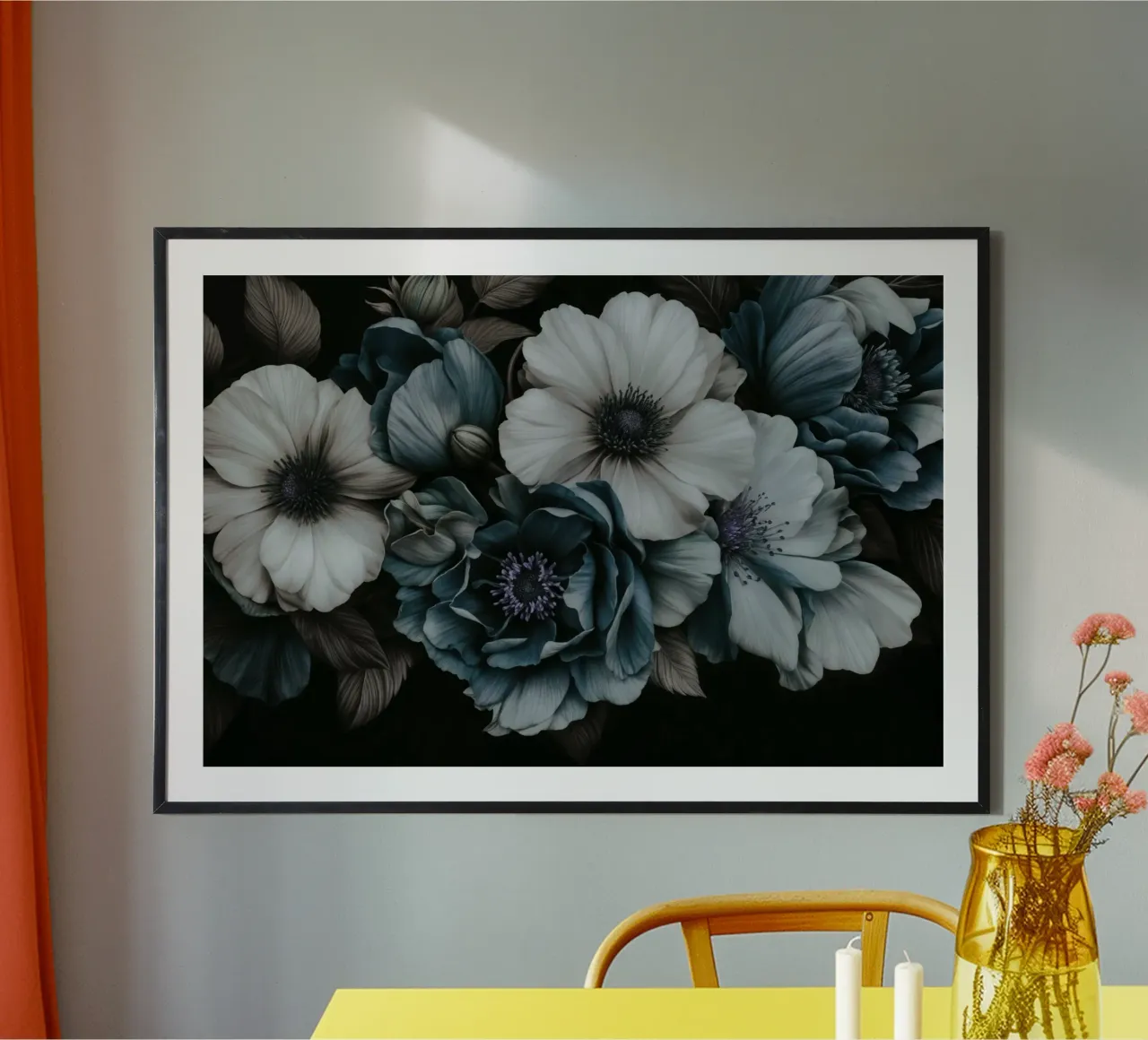 Sinfonia floreale crepuscolare in tonalità barocche verde acqua e avorio poster con telaio in alluminio da Andrea Haase Floral Passion