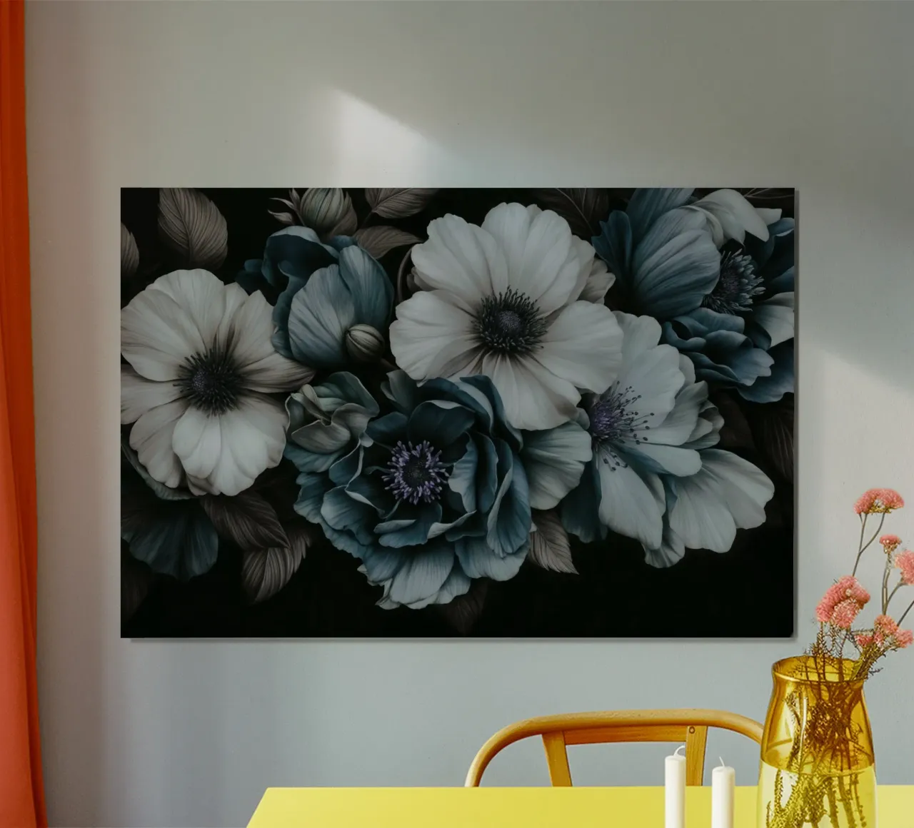 Sinfonia floreale crepuscolare in tonalità barocche verde acqua e avorio poster con telaio in alluminio da Andrea Haase Floral Passion