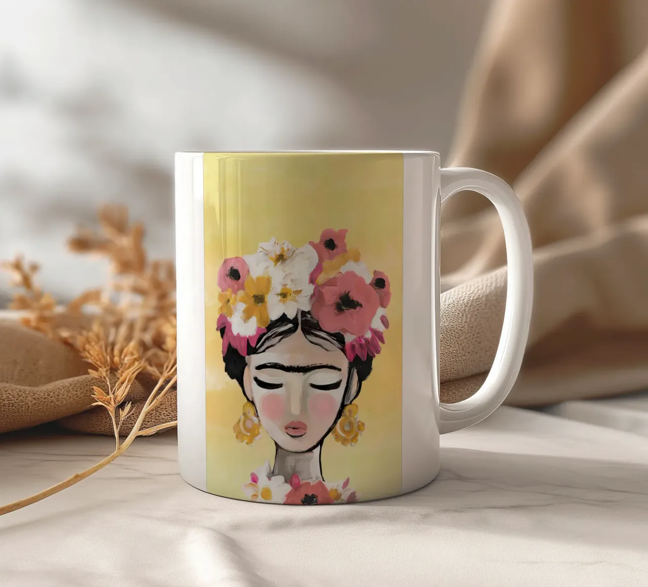 Frida Kahlo, Frida, poster Frida Flower Print tazza in ceramica da Boheme