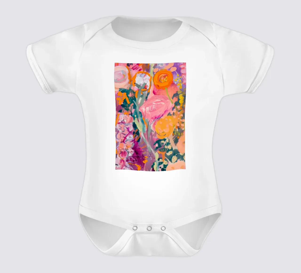 Blumendruck, abstraktes, lebendiges Poster Kurzarm Babybody von Boheme