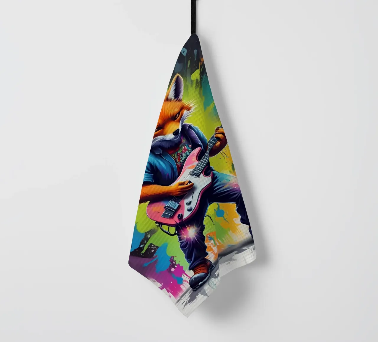 Foxy Solo guitar tea towel by MakArena