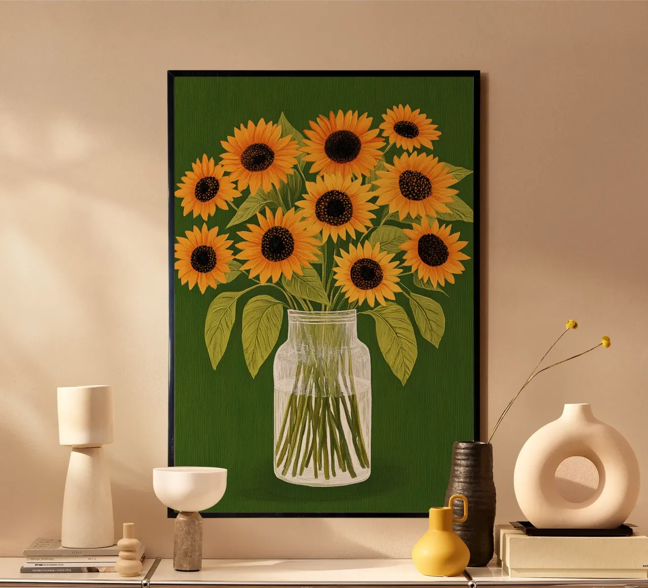 Sonnenblumen in einer Vase Poster von Curious Canvas